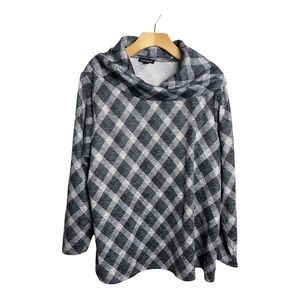 Lane Bryant Plaid Metallic Cowl Neck Women Plus Size 18-20